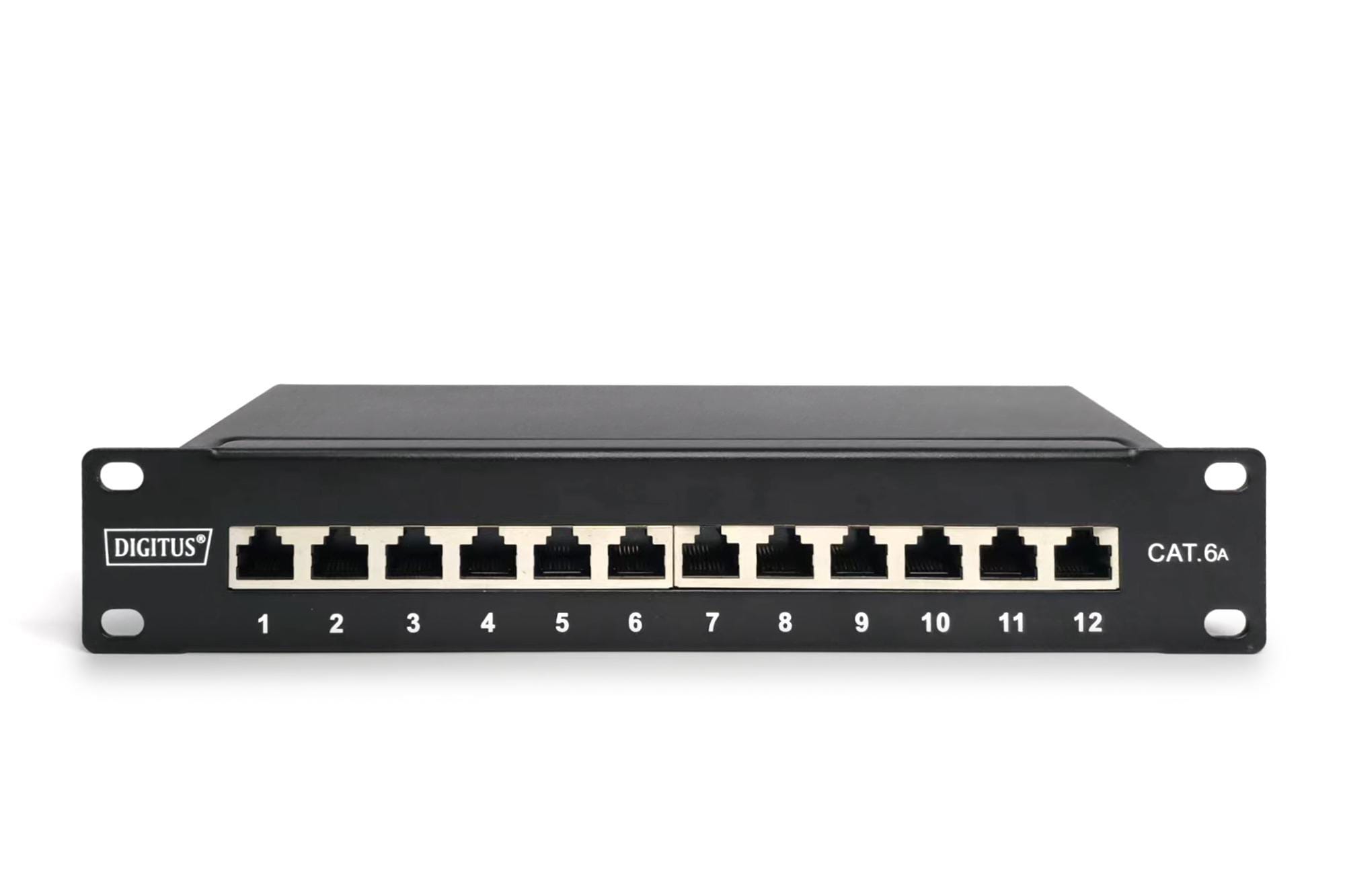 DIGITUS CAT 6A Patch Panel, geschirmt, 12-Port, 1HE, 10", schwarz DN-91612S-EA