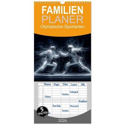 Familienplaner 2026 - Olympische Sportarten mit 5 Spalten (Wandkalender, 21 x 45 cm) CALVENDO