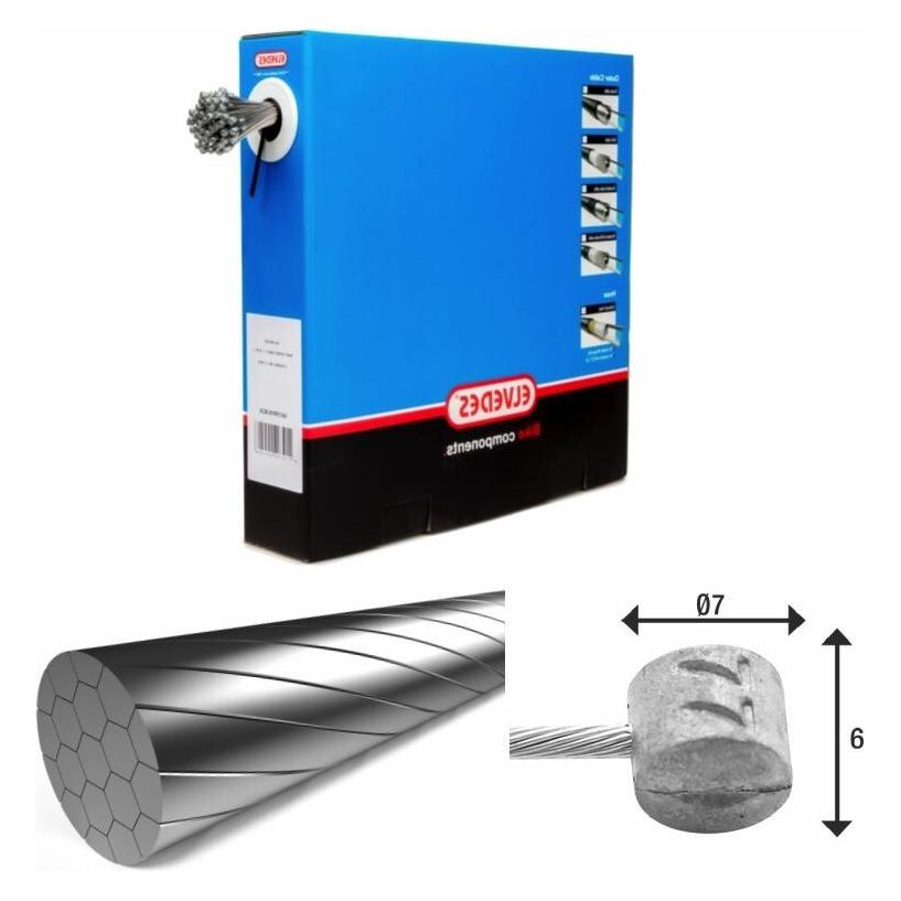 Elvedes Bremskabel 1x19 Edelstahl Slick Ø1,5mm T-Kopf Ø7x6 (6426RVS-SLICK-BOX)