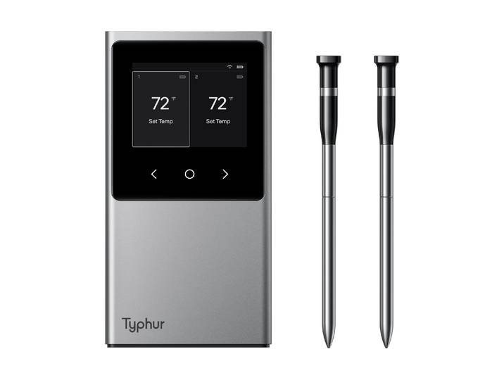 Bratenthermometer Typhur Sync Dual 2-Probe , schwarz (schwarz, silberfarben), Temperaturmessgeräte, Bratenthermometer