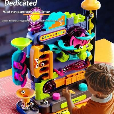 Inspired Finds Montessori Multi Layer Track Adventure Rolling Ball Educational Toy fluorescent Red