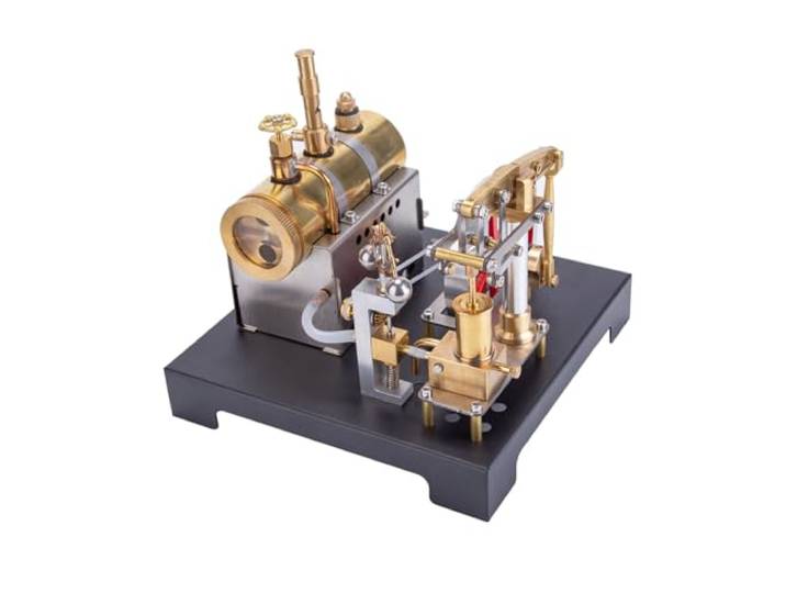 Mious SE-01 Vintage Dampfmaschine Modell, das funktioniert, SE-01 volles Metall stationäre Strahl Motor Modell und horizontaler Kessel Kit, Kreative Wissenschaft Experiment Spielzeug (85PCS)