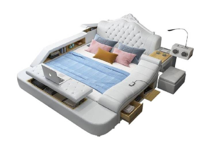 Xlmoebel Multimediabett Elegantes Polsterbett für Paare mit vielseitiger Funktionalität (1-tlg., Multifunktions Bett), Hergestellt in Europa