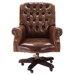 Bürostuhl Chesterfield Office Chair aus echtem Rindsleder Whisky