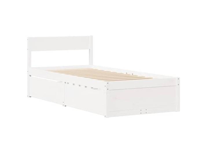 KTHLBRH Einzelbett weiß 75x190 in aus massivem Kiefernholz Mit 2 Schubladen, Lattenrost im Lieferumfang enthalten, Kopfteil inklusive, robuste Struktur