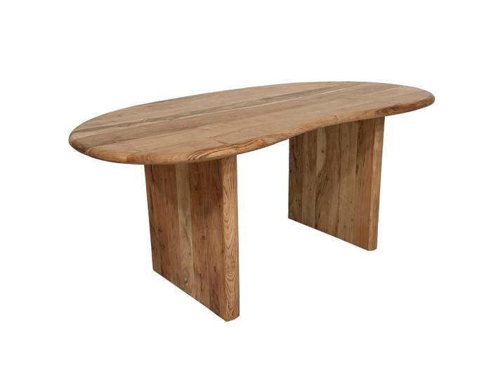 Livetastic Schreibtisch, Akaziefarben, Holz, Akazie, massiv, Freiform, Wange, 180x76x90 cm, Büromöbel, Schreibtische, Bürotische