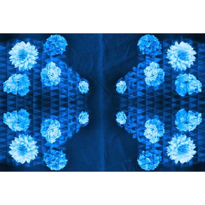 Fototapete ARCHITECTS PAPER "Artwork Flowers", blau, B:4m L:2,7m, Vlies, Tapeten, Vlies, Wand, Schräge