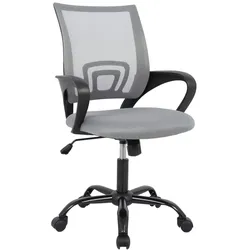 Bürostuhl Jerez mit Armlehne, höhenverstellbar, modern, gepolstert, Stoff grau, mit Rollen