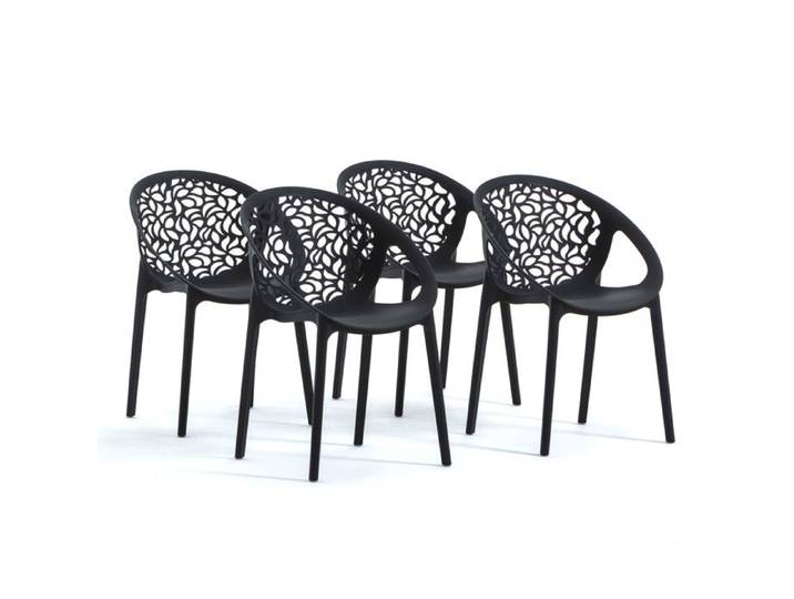 Chaises empilables - AMBRA - Polypropylène renforcé - Usage intérieur et extérieur - Design moderne - Anthracite