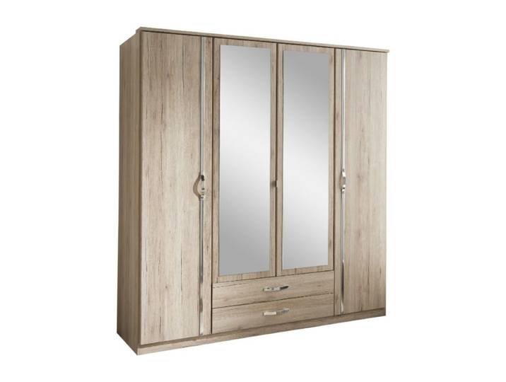 Wimex Duo großer Drehtürenschrank - San Remo Eiche Nachbildung, Spiegelglas Modern