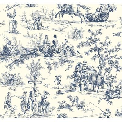 York Wallcoverings Seasons Toile Navy Wallpaper