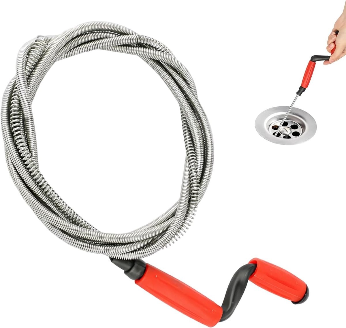 LTPRTZ Flexibele Ontstopper Spiral in Zilver, 4.2 m x 6 mm, Handmatige Afvoerslang voor Toilet en Gootsteen