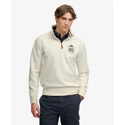Superdry für Herren. M2014556A Beige Gothic Varsity Sweatshirt mit halbem Reißverschluss (S), Lässig, Baumwolle