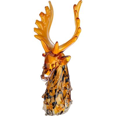 Skulptur GILDE "Figur Elch Elke orange", orange, B:17cm H:38cm T:17cm, Glas, Dekofiguren, Elch Tierfigur Glasfigur Designobjekt Winterdeko skandinavisch
