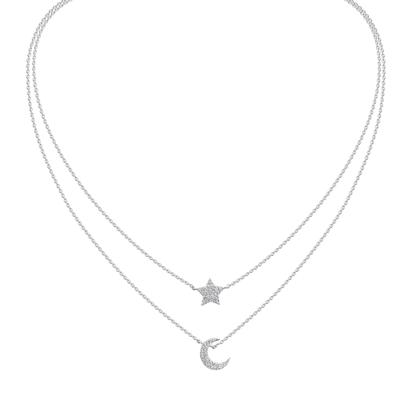 Collierkettchen CELESTA, silber (weiß), Halsketten, Damen, 45cm, Silber 925 (Sterlingsilber), L: 42 B: 1mm, glänzend, B:1mm