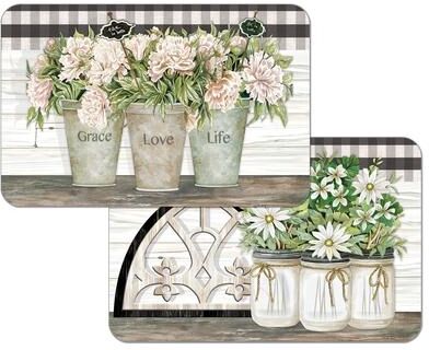Reversible Wipe-clean Counterart Placemats Set of 4 - Vintage Farmhouse