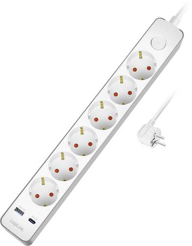 LogiLink LPS288U Steckdosenleiste mit Schalter Weiß Schutzkontakt 1St.