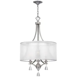 Kronleuchter Hängelampe Deckenleuchte Stahl Leinen Kristalle D 48,3 cm Luster
