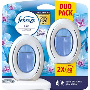 Febreze Raumduft Bad Lufterfrischer, Duo Pack, Duftspender, 2x 8 ml, Lenor Aprilfrisch