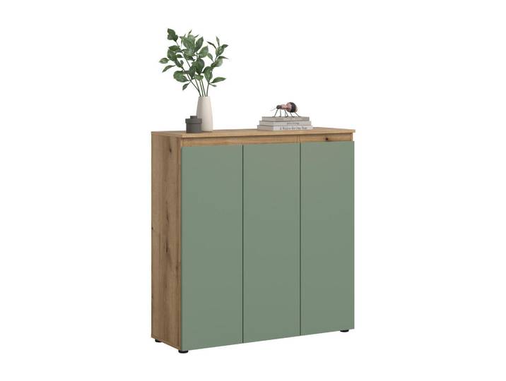 Livetastic Schuhschrank, Eichefarben, Graugrün, Kunststoff, 8 Fächer, 105x111x37 cm, FSC Mix, stehend, Garderobe, Schuhaufbewahrung, Schuhschränke