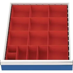 Schubladenunterteilungsmaterial Front-H.75-100mm 15 Kleinteilekästen
