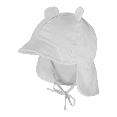 Schirmmütze MAXIMO, Baby, Gr. 47, weiß, Web, Baumwolle, Mützen, mit Nackenschutz und Öhrchen