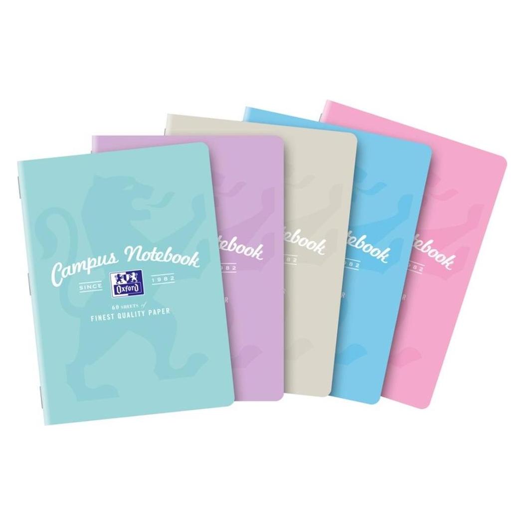 Oxford Notizbuch A5/60K kariert Campus Pastel (5Stk) (A5, Kariert, Weicher Einband) (496873)