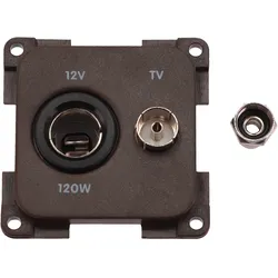Inprojal System 10.000 Kombi Steckdose 12V mit TV braun