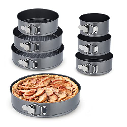 Relaxdays 7-delige set ronde springvormen, antraciet, rvs met antiaanbaklaag