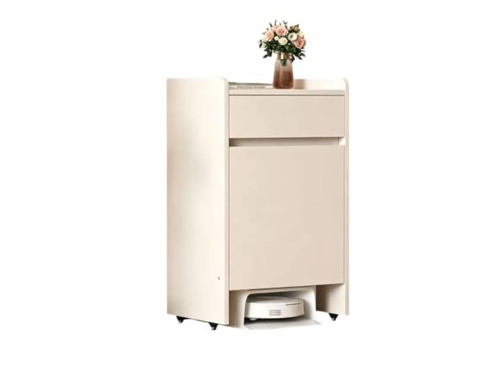 Dexinhdh Aufbewahrungsschrank für Saugroboter/Regal für Saugroboter Passend für die meisten Saugroboter-Stationen – für Wohn- oder Schlafzimmer(White,50 x 45 x 85 cm)