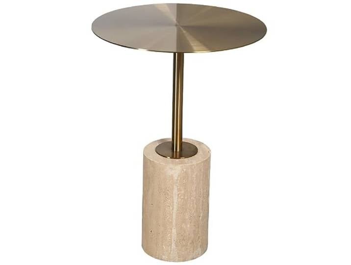 YCCHAH Sofatisch Couchtisch mit Steinsockel, Balkon, Freizeit, Kleiner runder Tisch, Restaurant, Milchteeladen, Beistelltisch aus Edelstahl Wohnzimmer-Beistelltisch