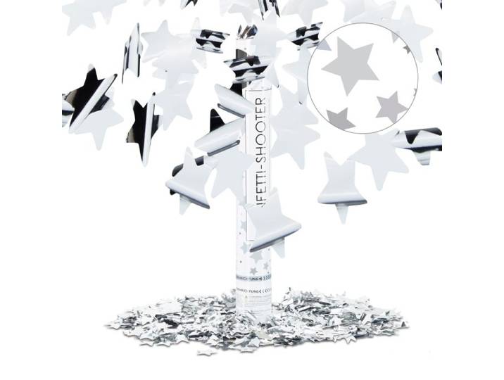 Relaxdays Lanceur confettis 40 cm étoile argentée