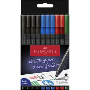 Faber-Castell Fineliner Grip Finepen Office 151691, Strichbreite 0,4 mm, sortiert, 10 Stück