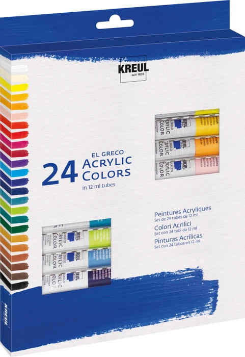 Kreul "El Greco" Acrylfarben-Set, 24 Farben, 12 ml in der Tube