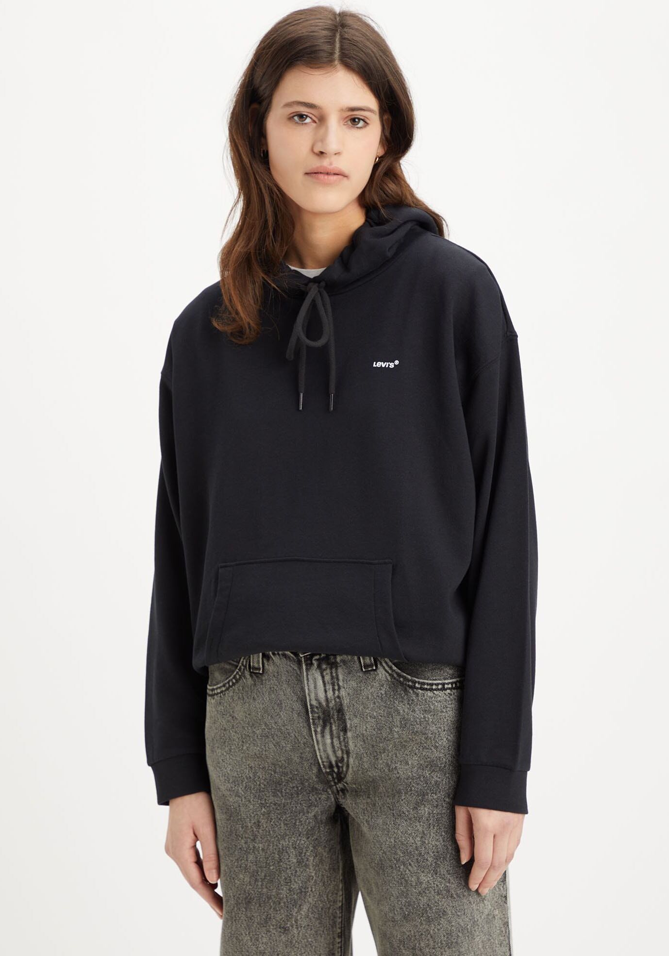 Kapuzensweatshirt LEVI'S "EVERYDAY HOODIE", Damen, Gr. XS, schwarz (caviar), Sweatware, Obermaterial: 58% Baumwolle, 42% Polyester, Sweatshirts Kapuzensweatshirt caviar XS