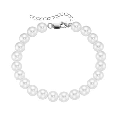 Armband SMART JEWEL "mit Muschel-Perlen, Silber 925", weiß, Armbänder, Herren, 23cm, Silber 925 (Sterlingsilber), Armband