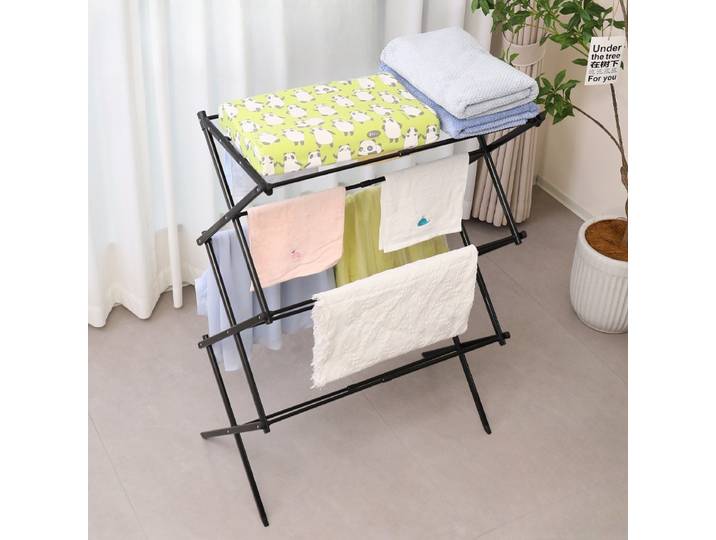 Verandahs, cour, couloir voyage balcon porte-serviettes support de séchage pliable pour cintre pliant support de séchage en fer à 5 niveaux