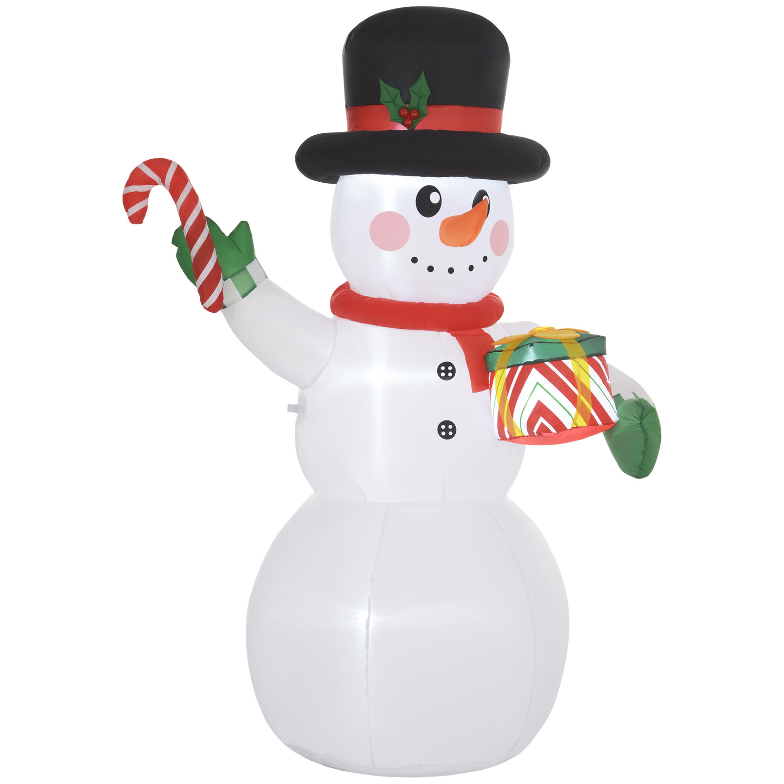Outsunny Zelfopblazende Sneeuwpop met LED-verlichting, 1,80 m