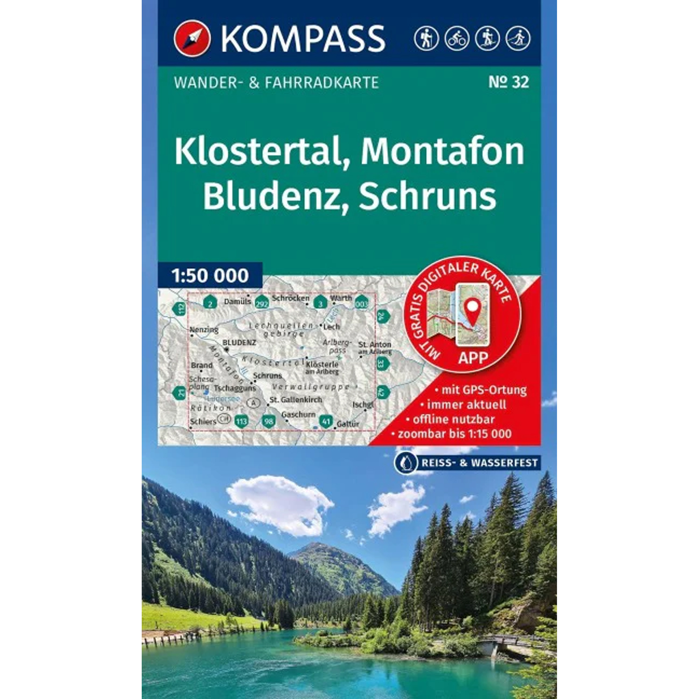 Kompass Verlag WK 32 Klostertal, Montafon, Bludenz, Schruns Topografische Karten Aufl. 2026