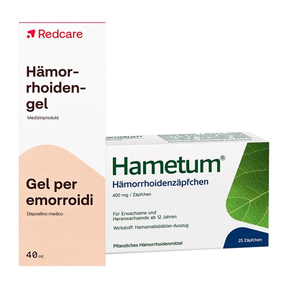 Hametum Hämorrhoidenzäpfchen + Redcare Hämorrhoidengel 1 St Set