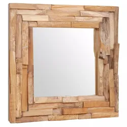 Décoshop26 - Quadratischer Dekospiegel braunes Teakholz 60 x 60 cm DEC022671 DEC022671