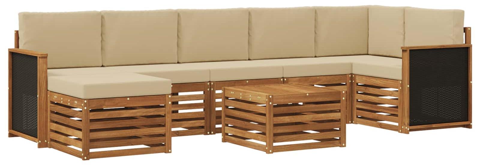 Outdoor-Sofagarnitur mit Kissen 7 pcs Natur
