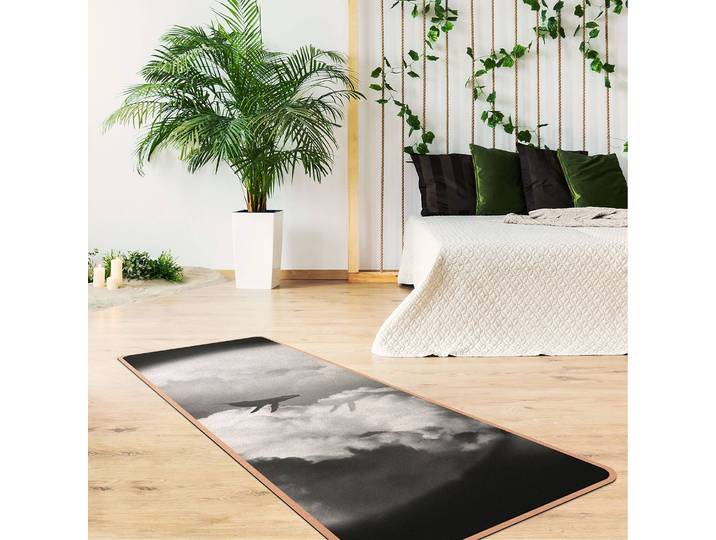 Tapis de yoga Baleine volante 183 x 61cm Blanc/Noir
