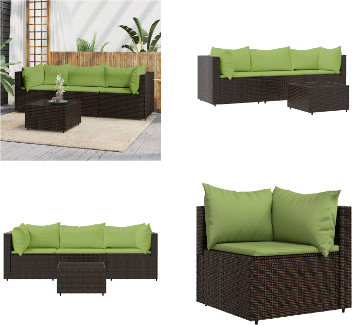 vidaXL 4 tlg. Garten Lounge Set mit Kissen Braun Poly Rattan - Garten Lounge Set - Garten Lounge Sets - Outdoor Lounge Set - Lounge Set Terrasse