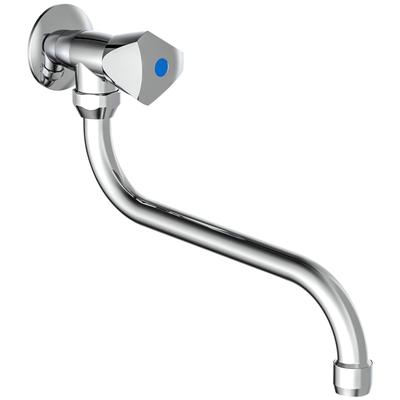 Auslaufventil SCHÜTTE "Carneo", grau (silberfarben), B:5cm H:18,8cm, Messing, Absperrventile, Kaltwasserhahn, Wand-Schwenkventil, Wandmontage, in Chrom