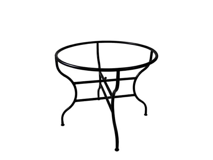 Tischuntergestell rund H75 aus Metall, handgeschmiedet, Schwarz 100 cm Das Tischuntergestell bildet die Basis für eine separat ergänzte Tischplatte und zeigt eine im Säurebad erzeugte Rostpatina.