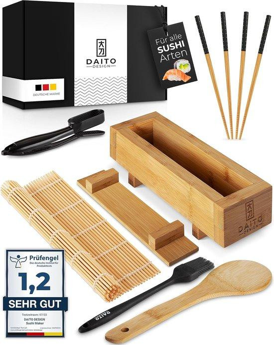 Unyqoos sushi-maker met accessoires van gecoat bamboe