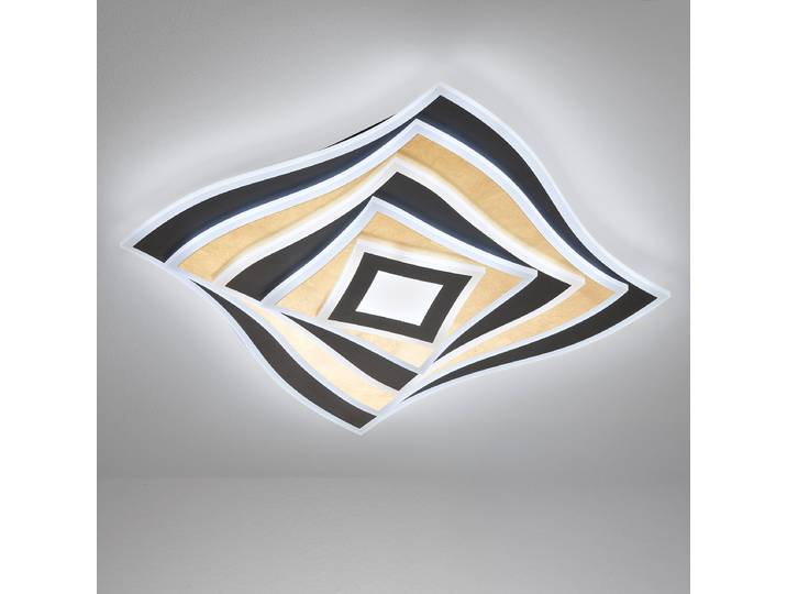 Plafonnier LED 50 x 8 x 50cm Doré/Noir/Noir/Doré Fer verni Plexiglas Module LED