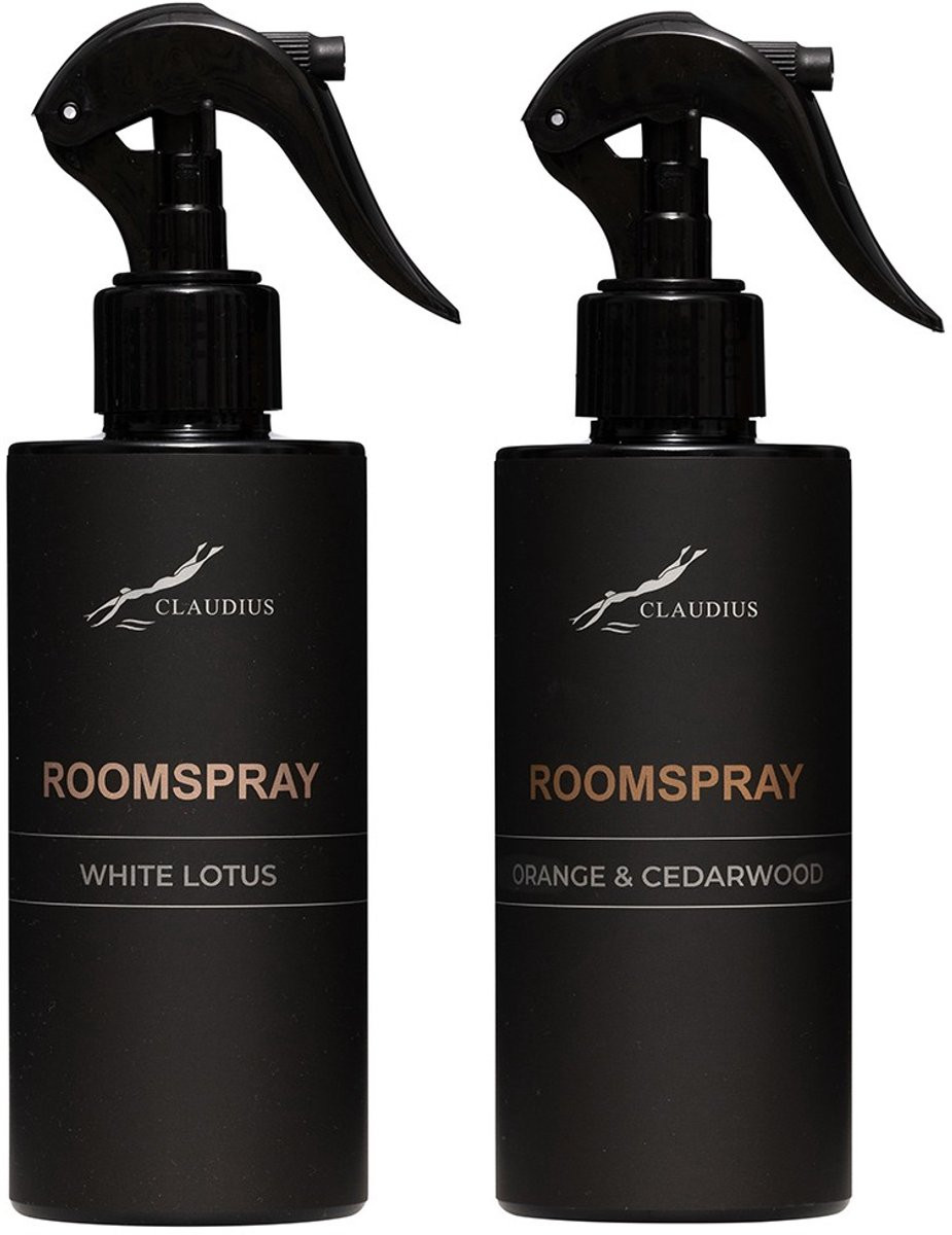 Claudius Cosmetics Roomspray White Lotus, Orange & Cedarwood - 300 ml - 2 stuks - Voordeelverpakking