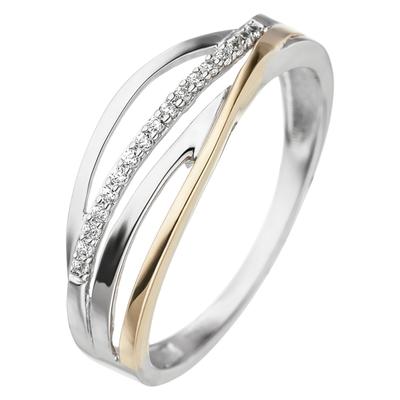 Goldring JOBO Gr. 52, gold (gelbgold 333), Fingerringe, Damen, 52, Gelbgold 333 Weißgold 333, Gelbgold 333, Weißgold 333, Goldring, 333 Gold bicolor mit Zirkonia